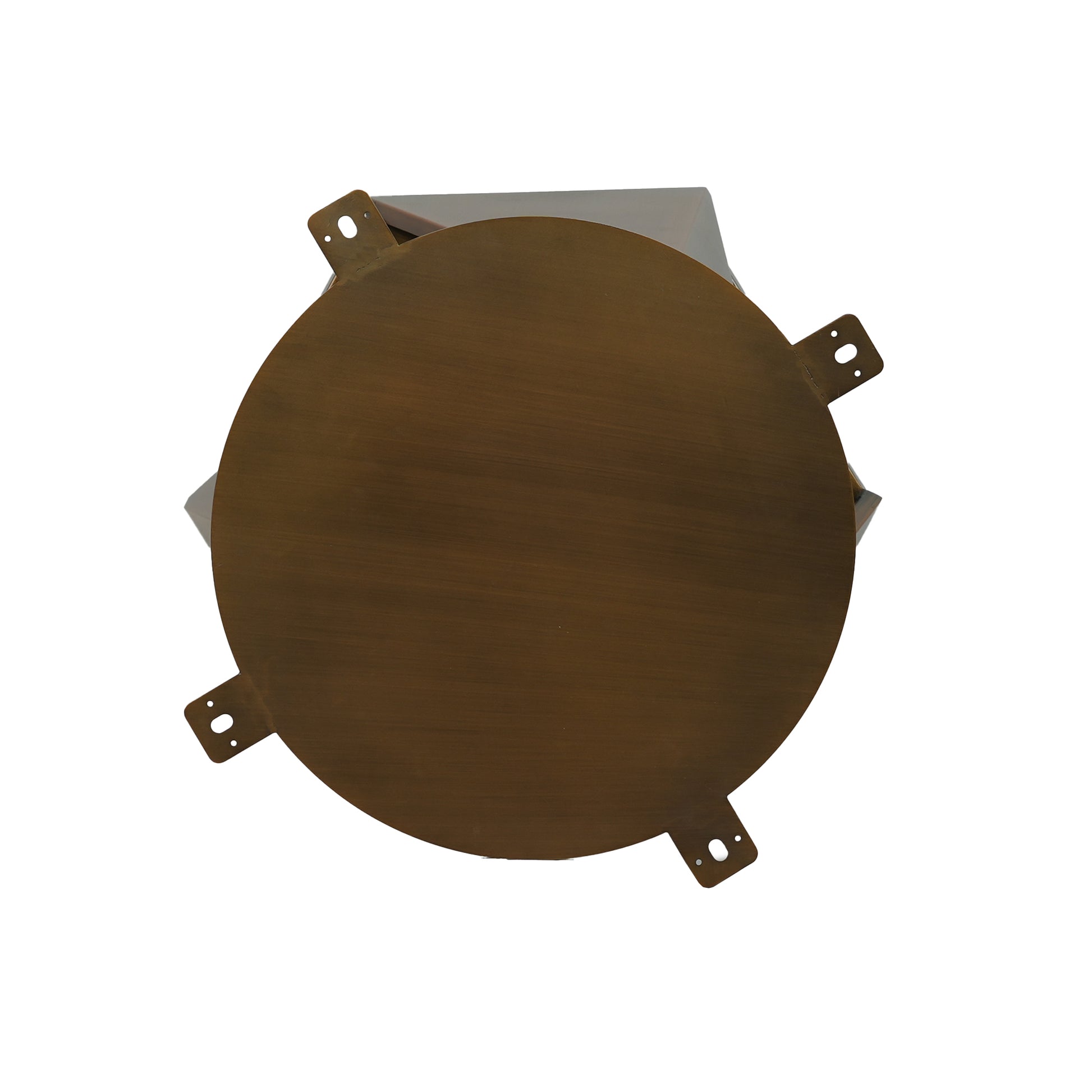 Round bronze metal top plate with four mounting tabs