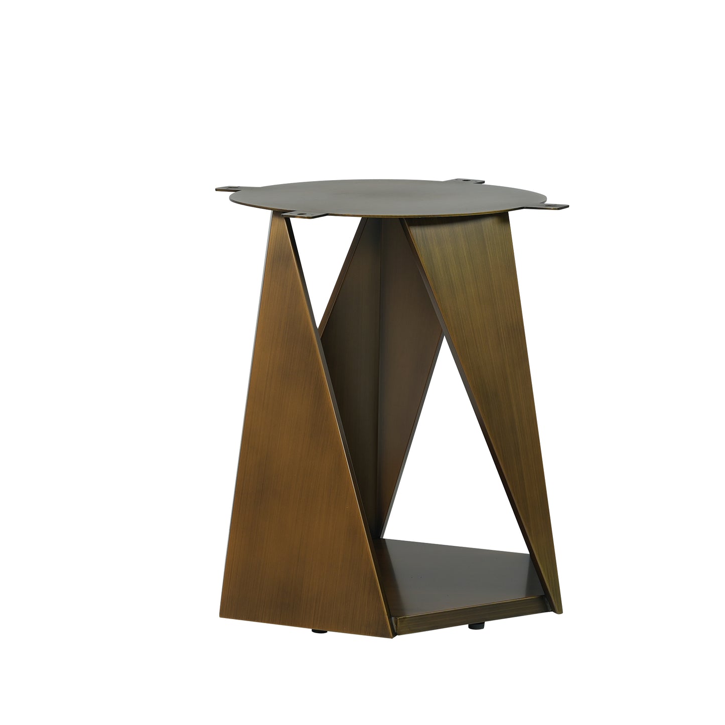 Modern bronze geometric accent table with open base