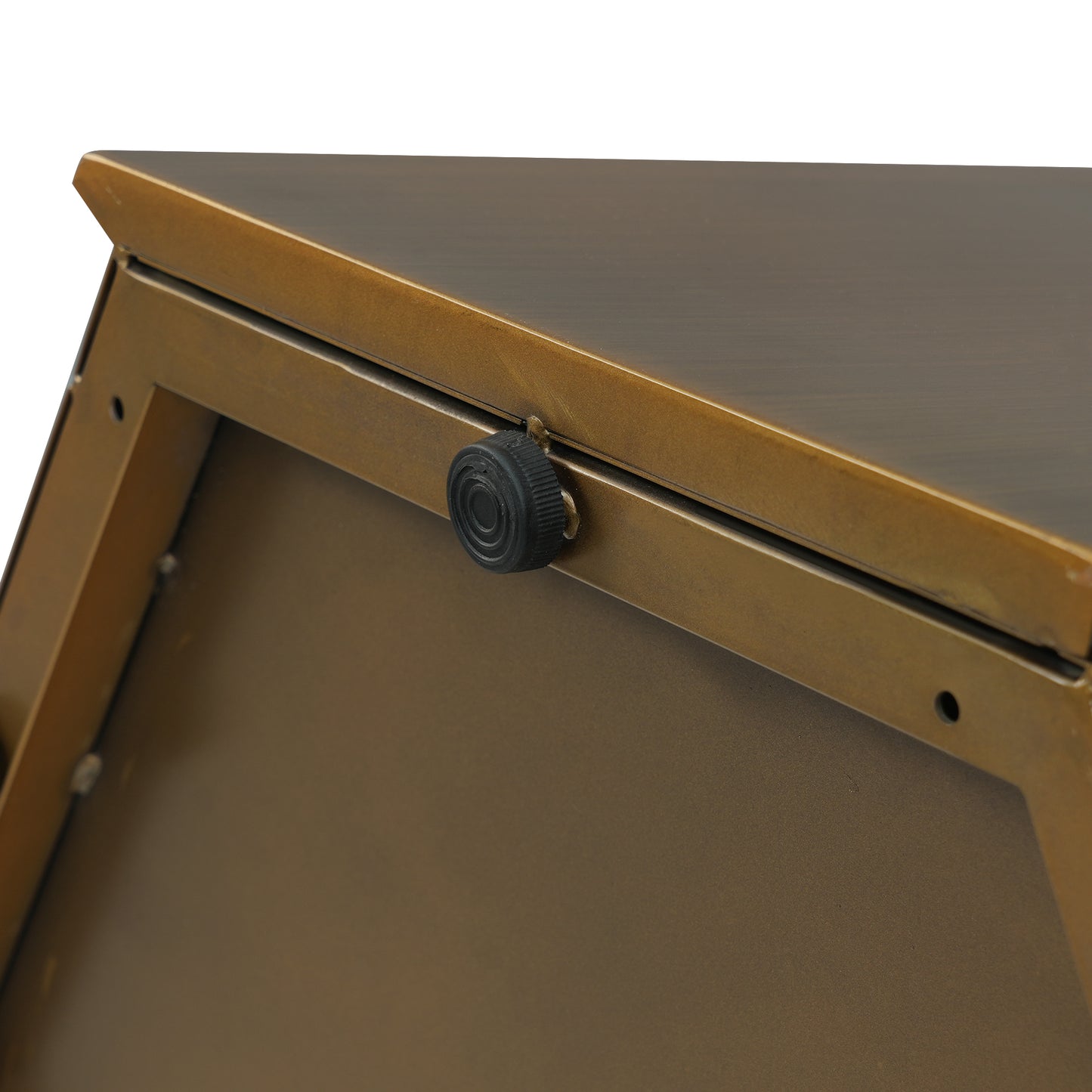 Bronze metal side table edge with black adjustment knob