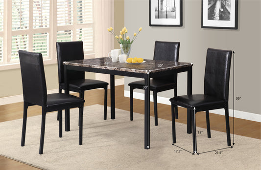 TREATLIFE HOME 5-Piece Metal Dinette Set with Laminated Faux Marble Top, Seats 4, Black