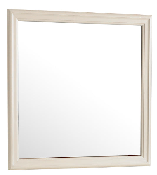 Cream distressed wood framed accent mirror for entryway decor