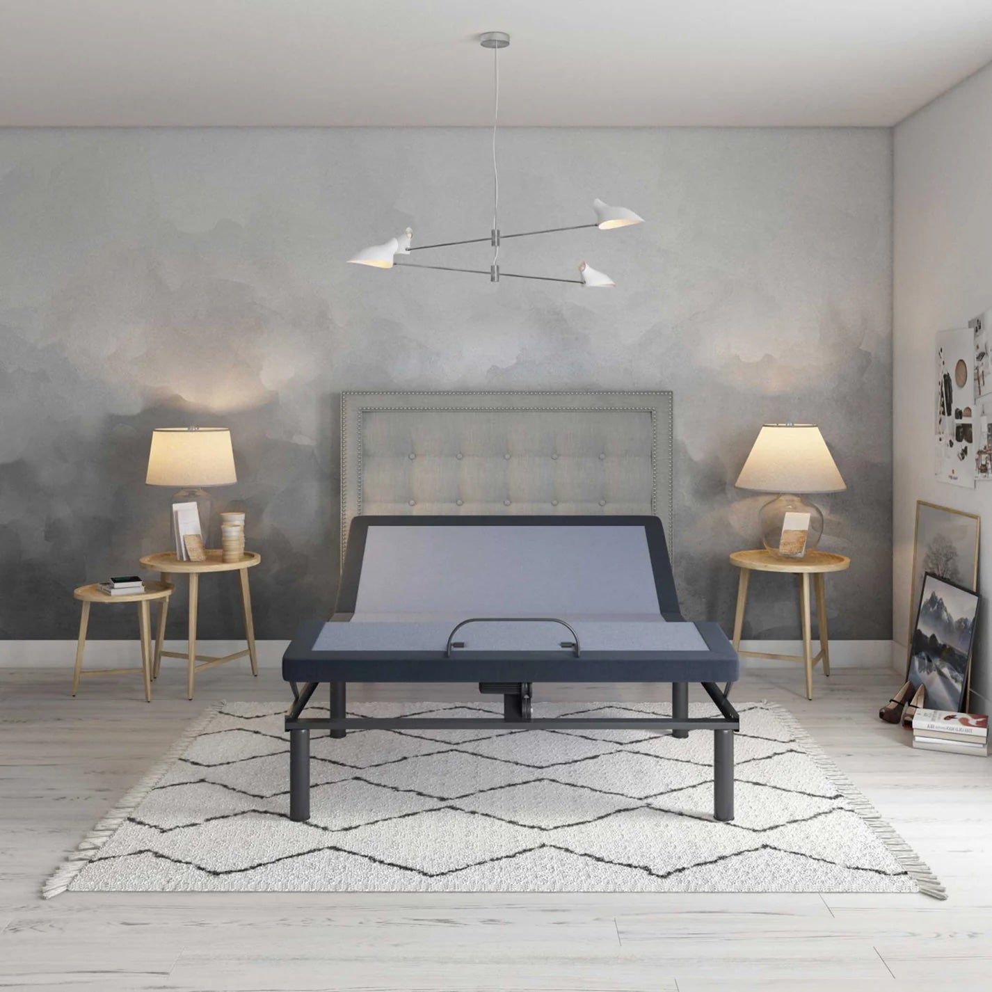 TREATLIFE HOME Queen Adjustable Bed with Wireless Remote Control, Programmable Memory Positions, and USB Charging Ports, Blue-Gray