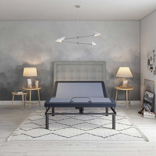 TREATLIFE HOME Queen Adjustable Bed with Wireless Remote Control, Programmable Memory Positions, and USB Charging Ports, Blue-Gray