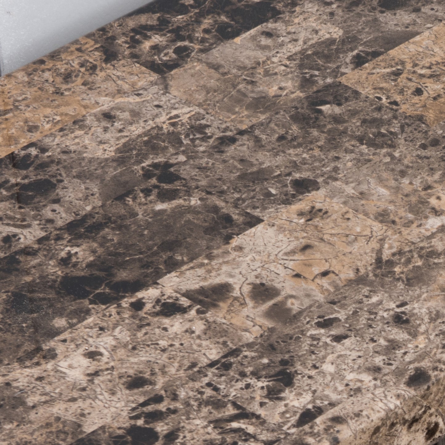 Brown marble effect laminate sheet with herringbone pattern