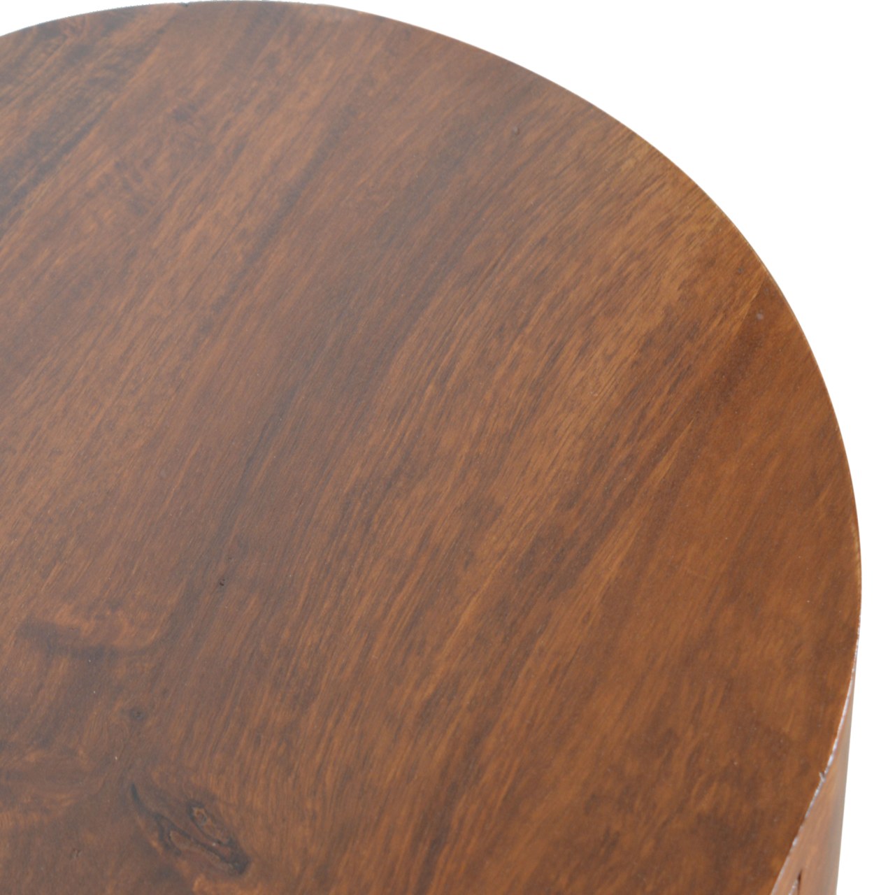 Dark wood round table top with visible grain texture