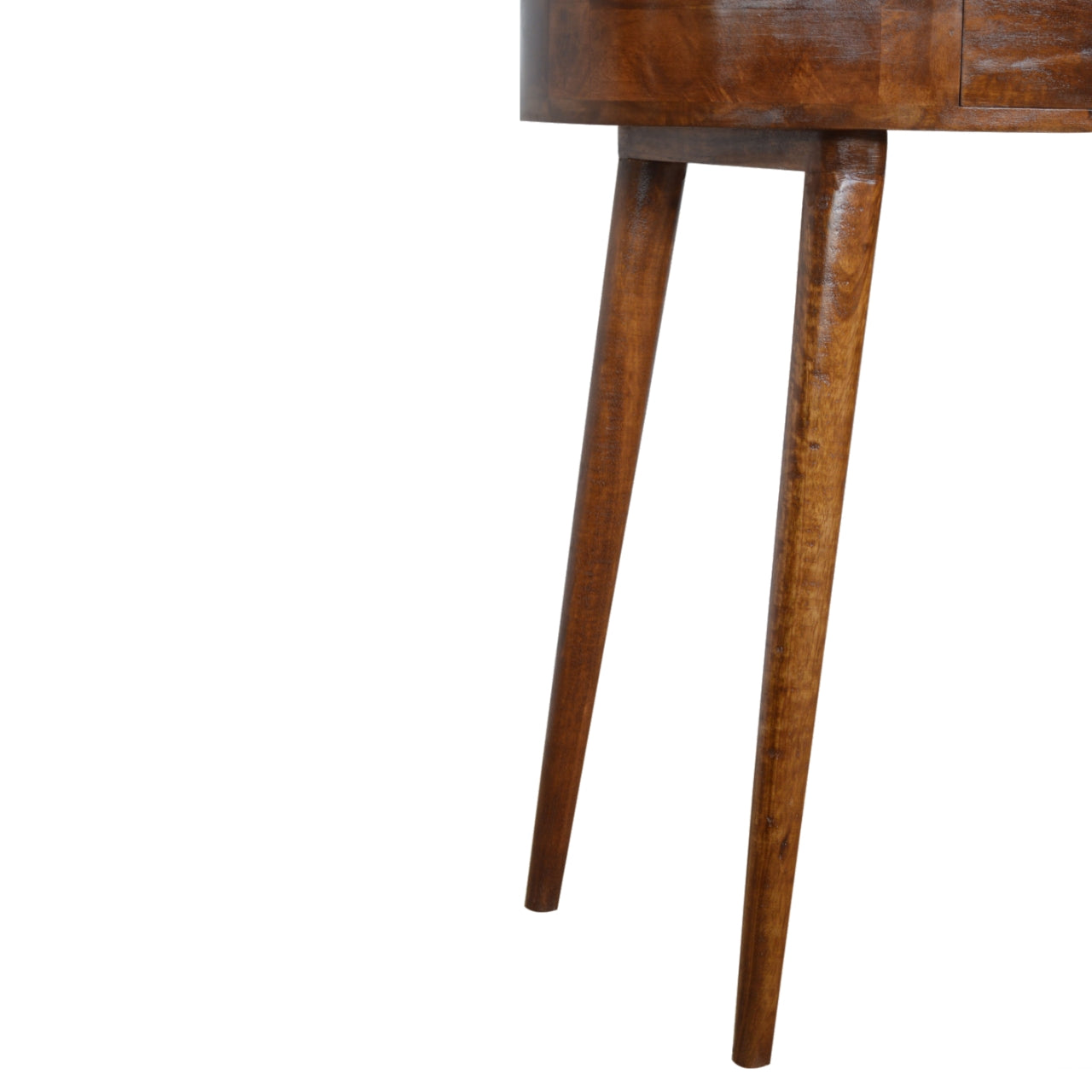 Wooden side table with tapered legs midcentury modern design