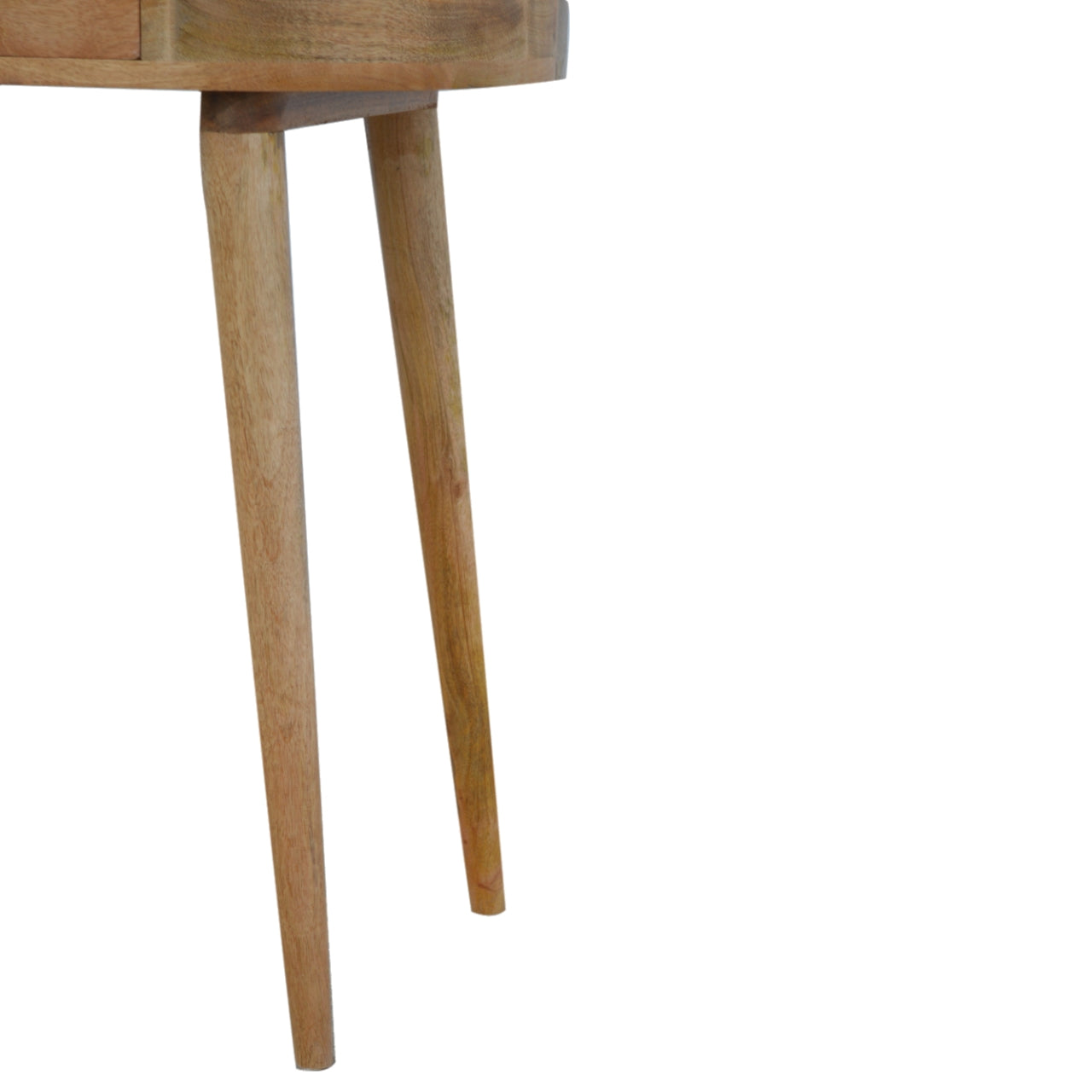 Wooden desk with tapered legs and natural grain detail