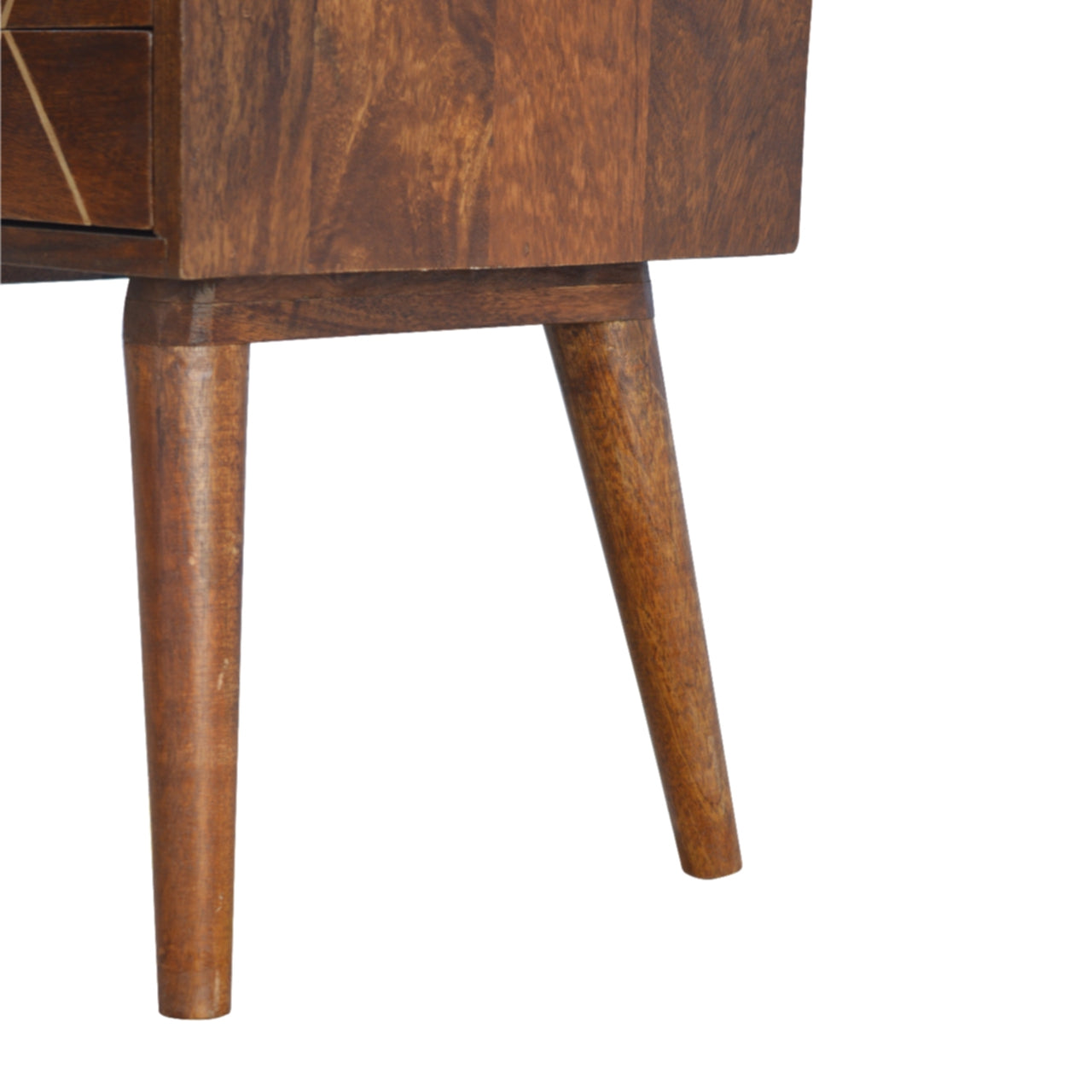 Solid wood nightstand with tapered legs natural finish midcentury modern style