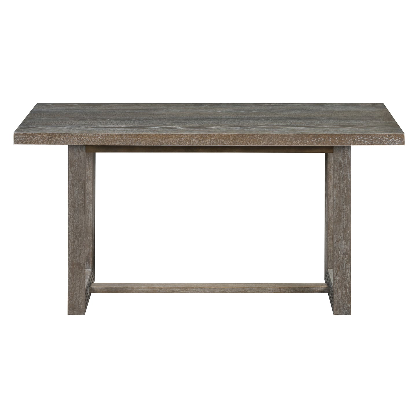 Rustic grey wood dining table with sturdy legs