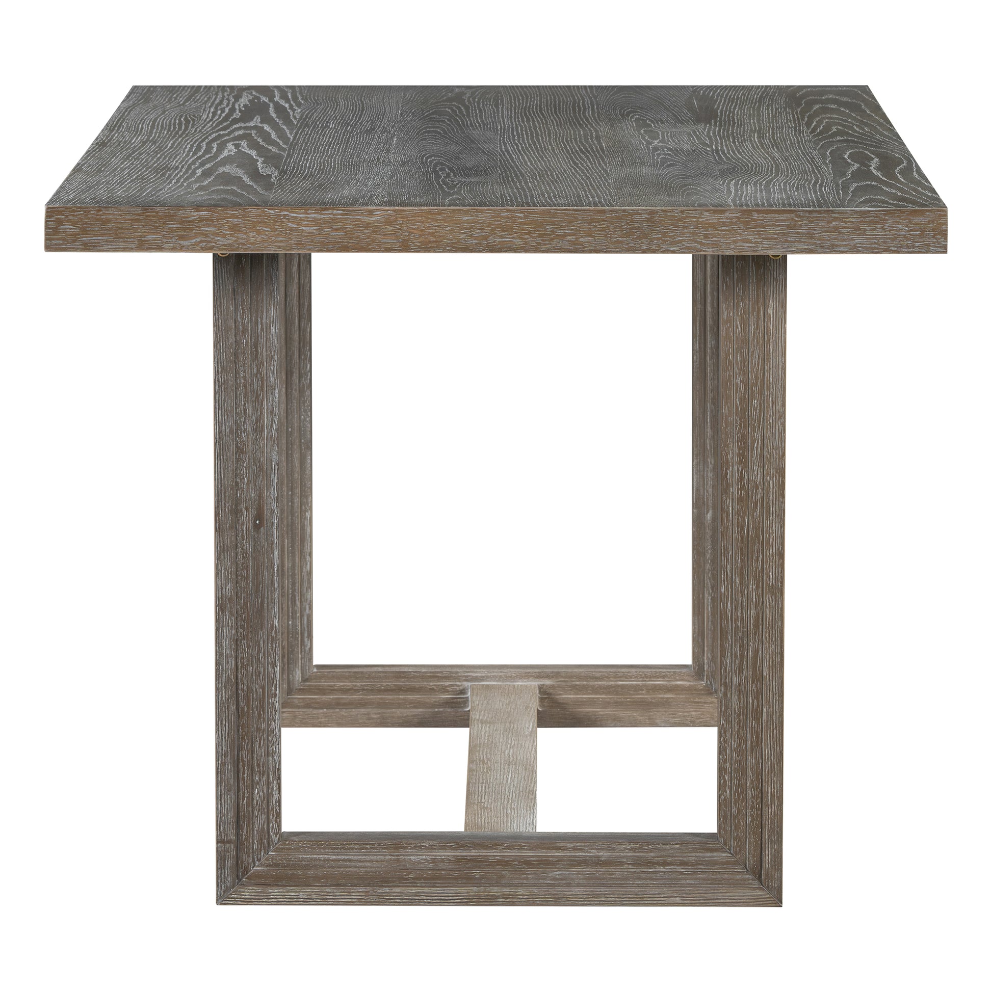 Rustic grey oak wood console table with minimalist frame