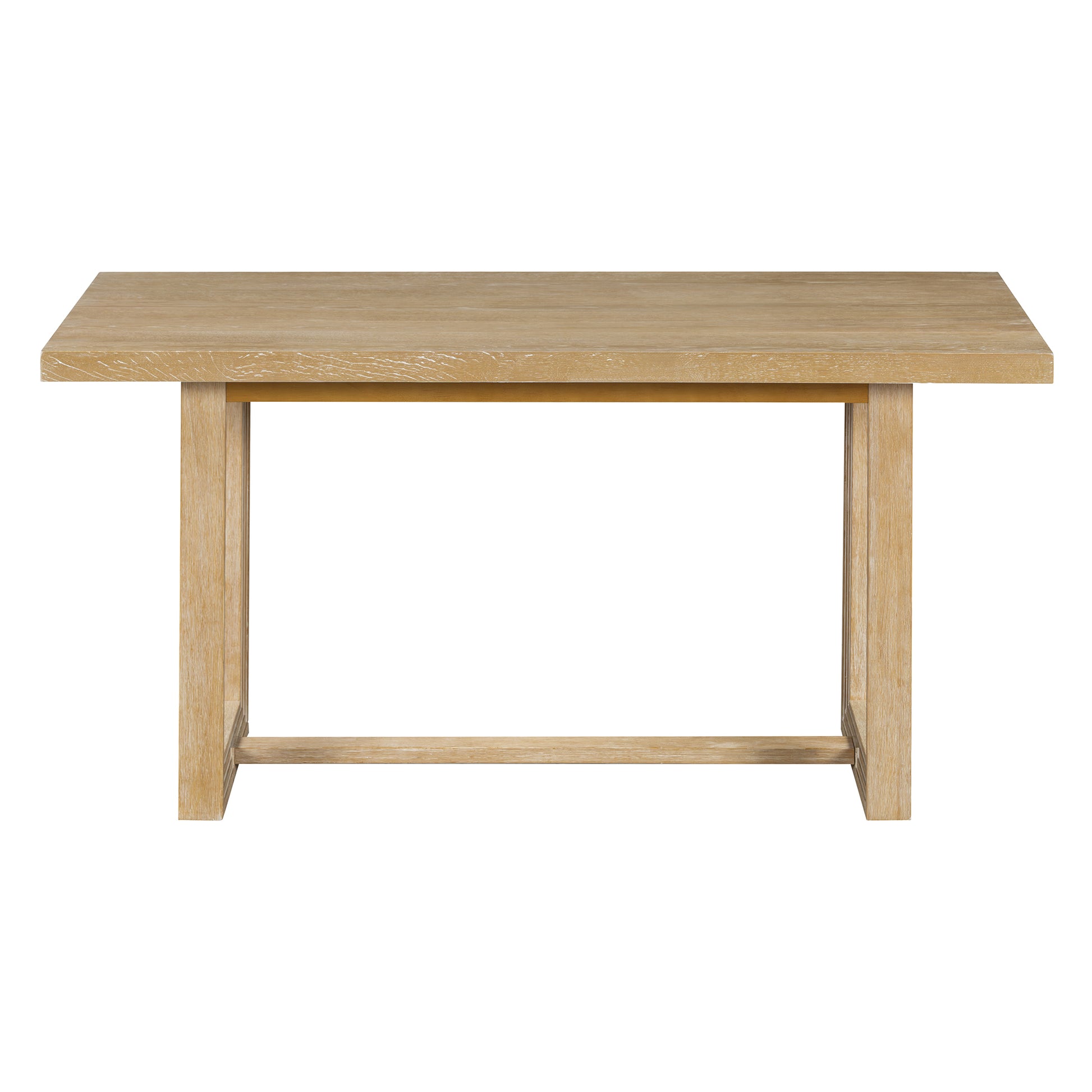 Light oak dining table with sturdy legs