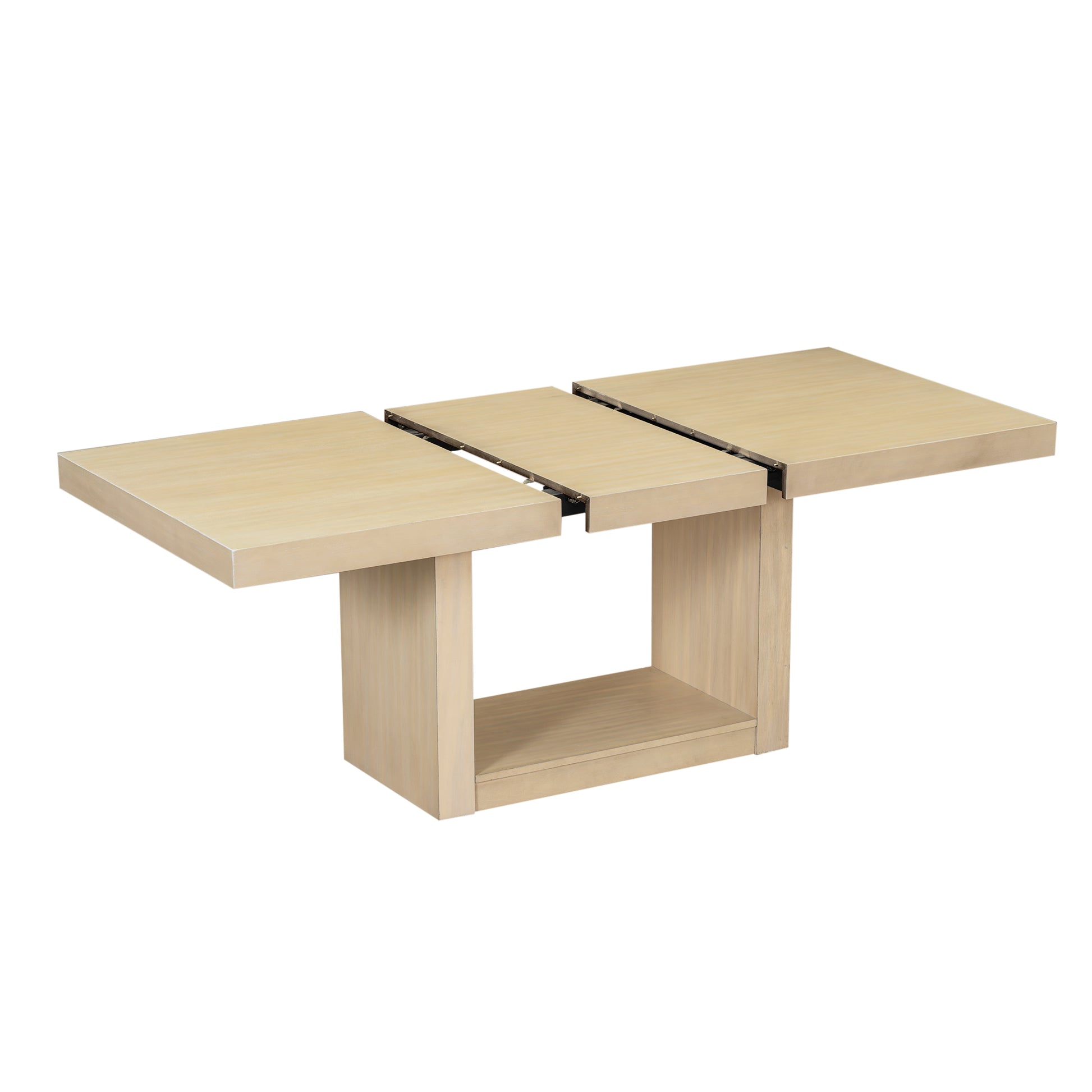 Extendable dining table in light oak wood finish