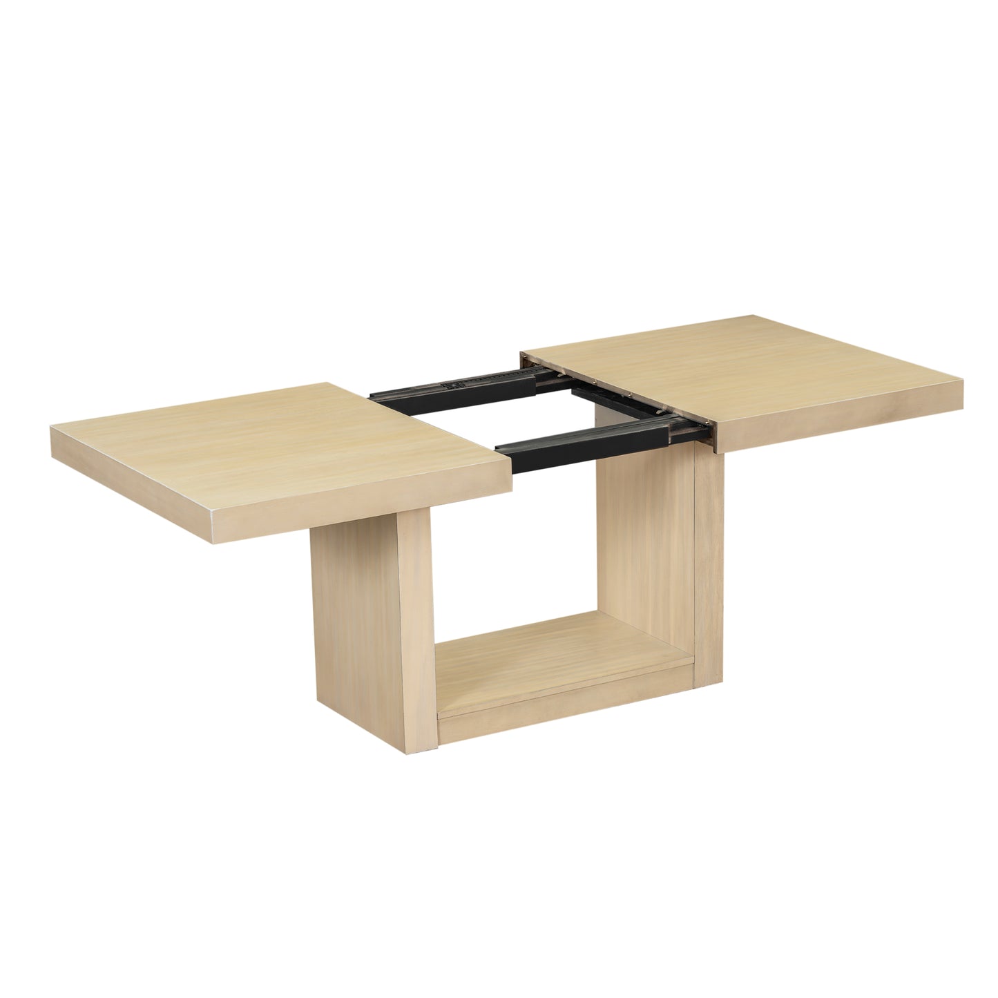 Light oak extendable dining table with pedestal base