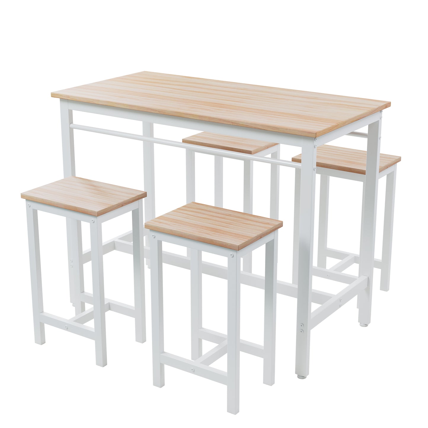 Modern breakfast bar set with light wood top and white metal frame