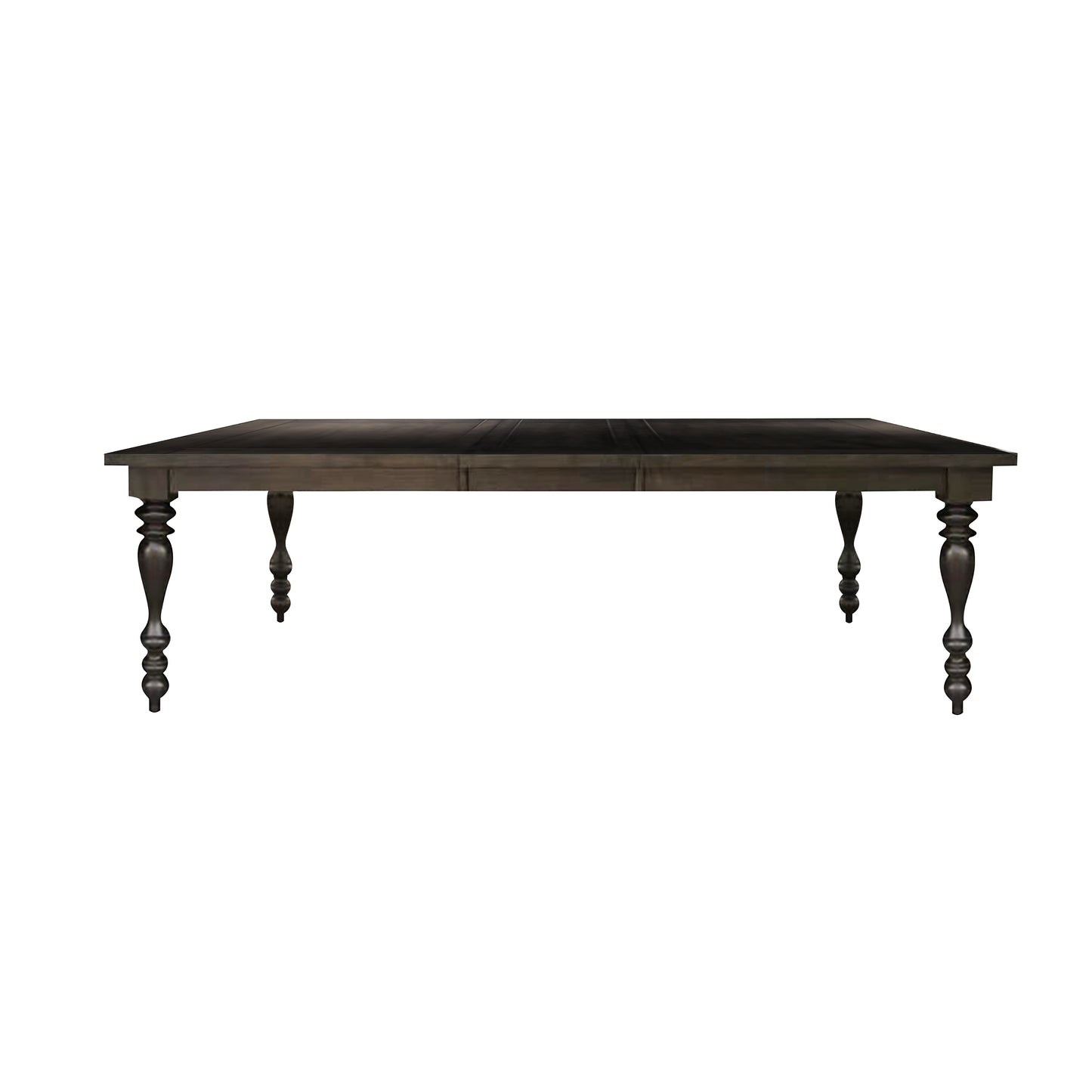 Dark wood dining table with turned legs