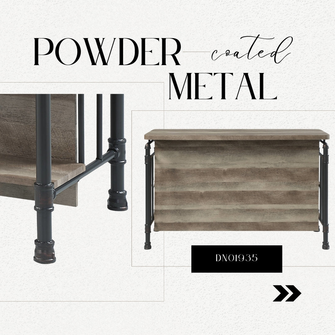 Rustic wood and black metal console table with pipe legs