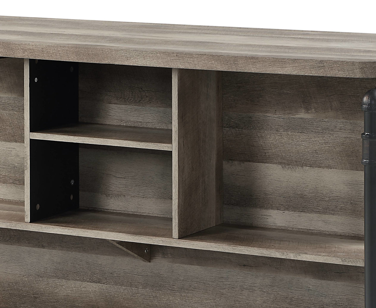 Rustic wood finish media console with open shelving