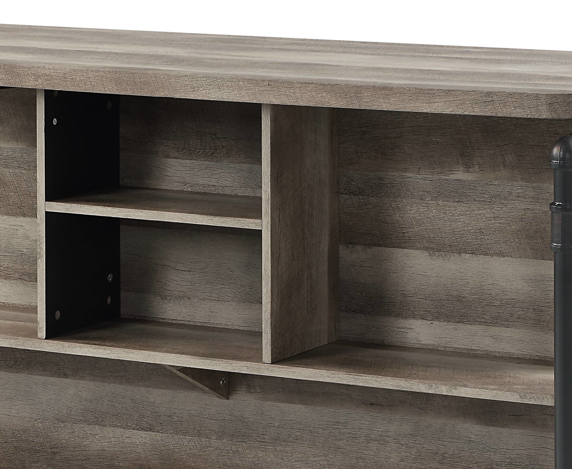 Rustic wood finish media console with open shelving
