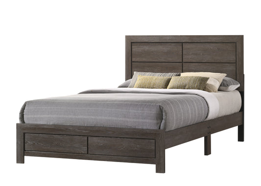 TREATLIFE HOME Queen Bed Frame with Quad Panel Headboard and Double Panel Footboard - Complete Bed in One Box, Dark Brown