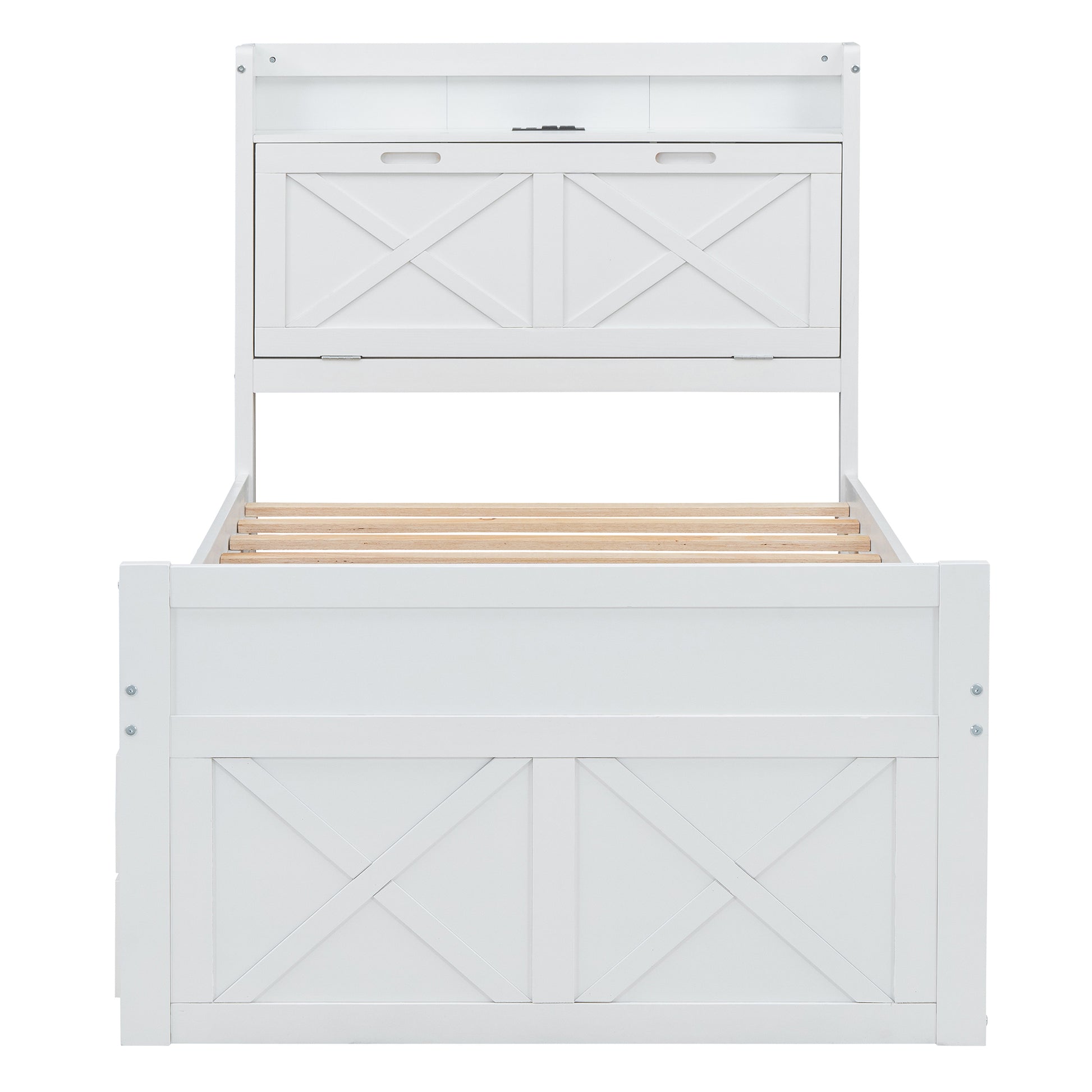 White twin bed frame with Xpanel headboard