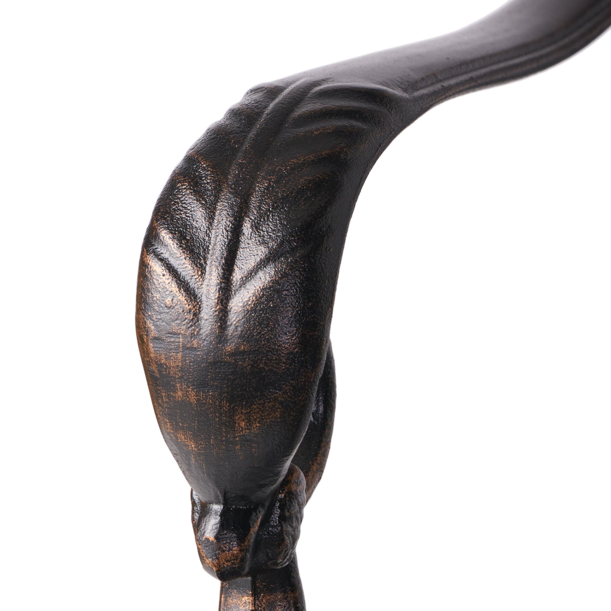 Antique bronze cabinet pull with embossed leaf design