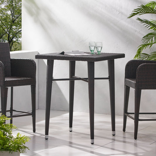 Dark brown rattan bar table with contemporary design