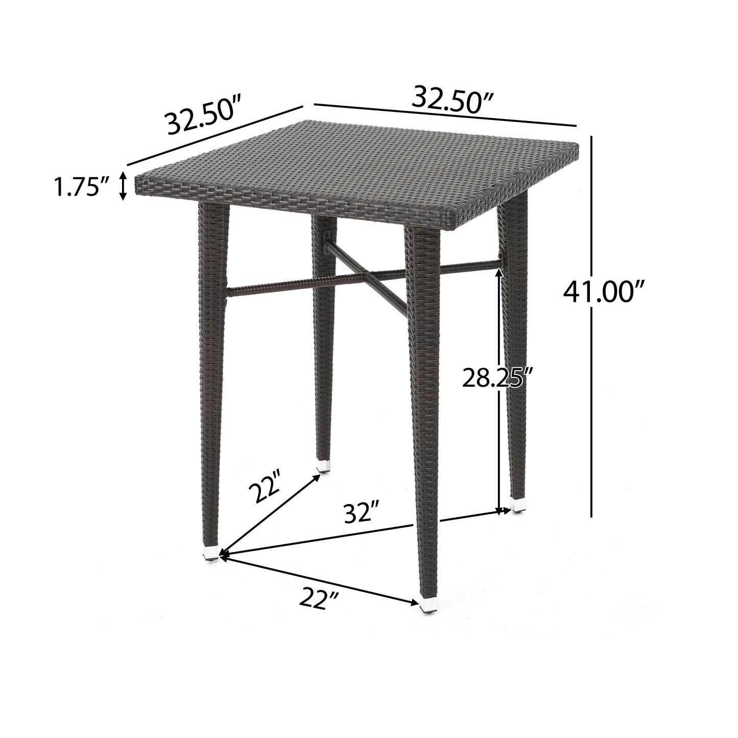 Dark brown wicker bar table
