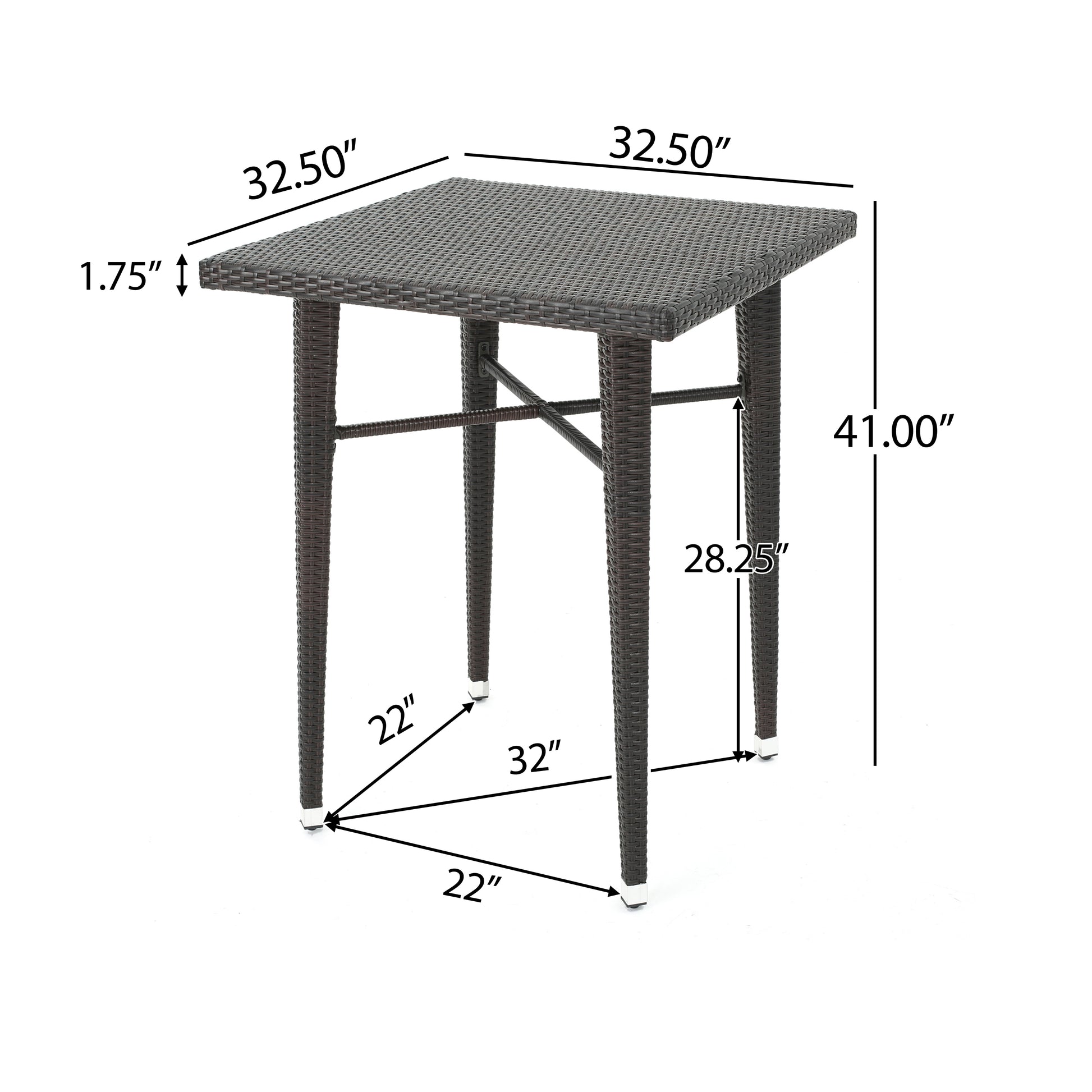 Dark brown wicker bar table