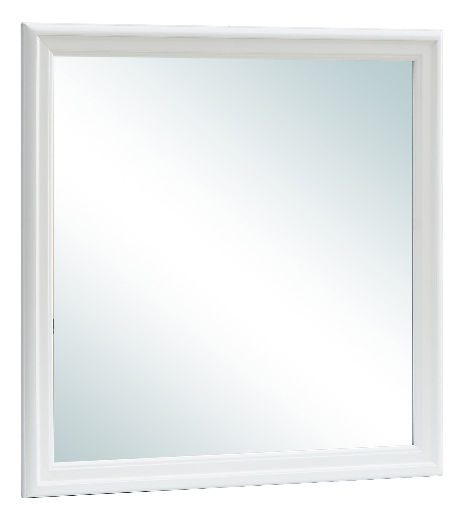 Modern white framed bathroom mirror