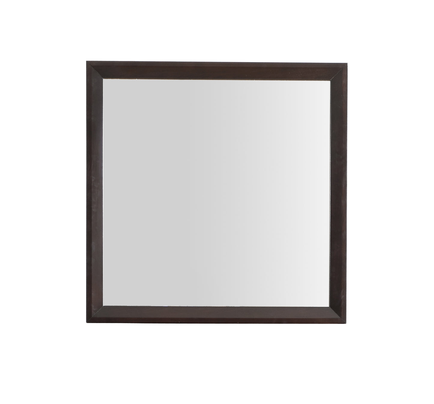 Dark brown wood framed square mirror for entryway accent