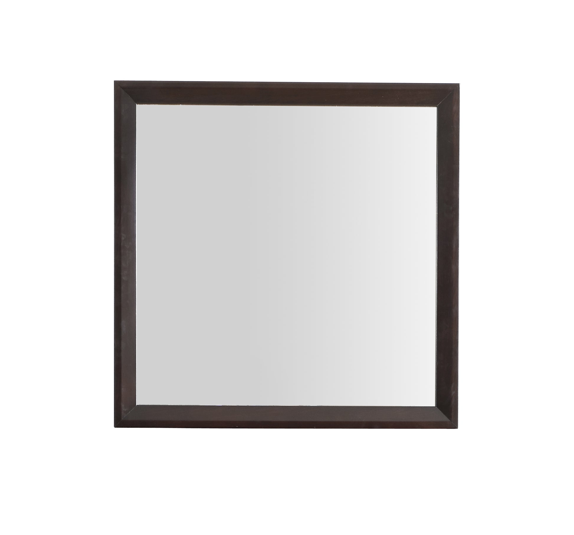 Dark brown wood framed square mirror for entryway accent