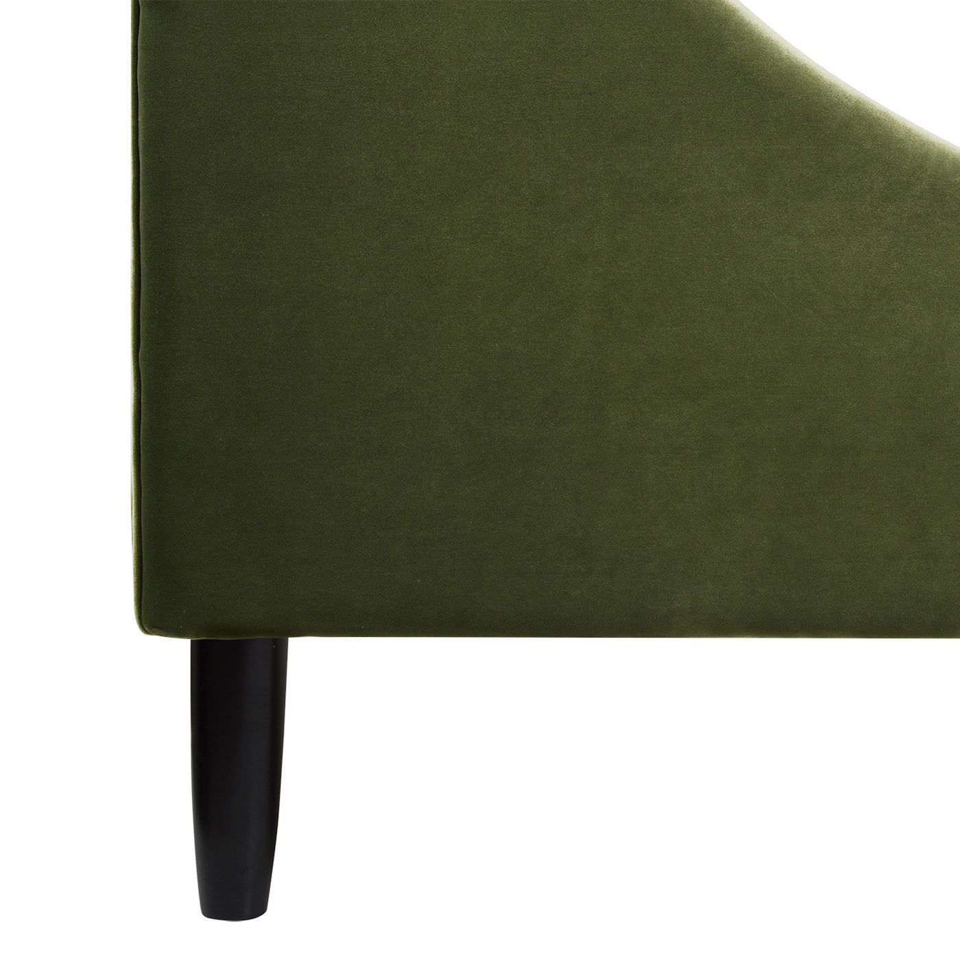 Olive green velvet accent chair with tapered black legs