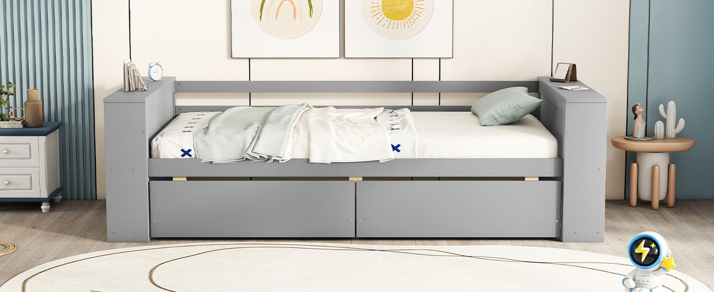 Grey daybed with two pullout drawers