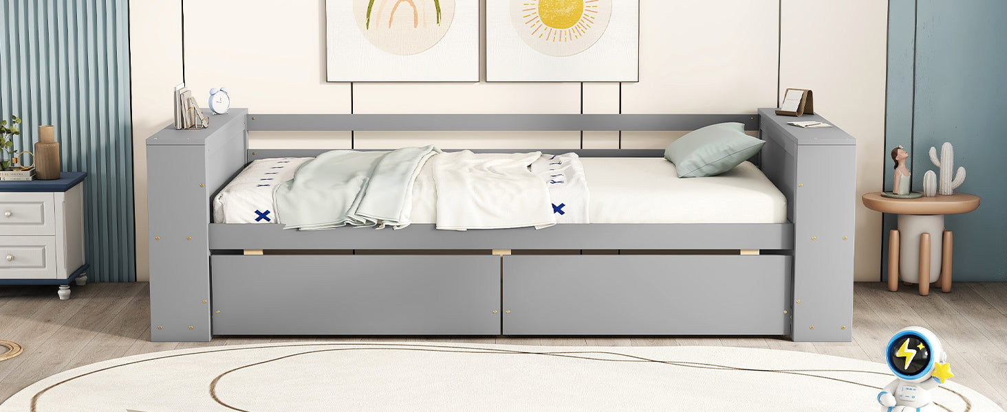Grey daybed with two pullout drawers