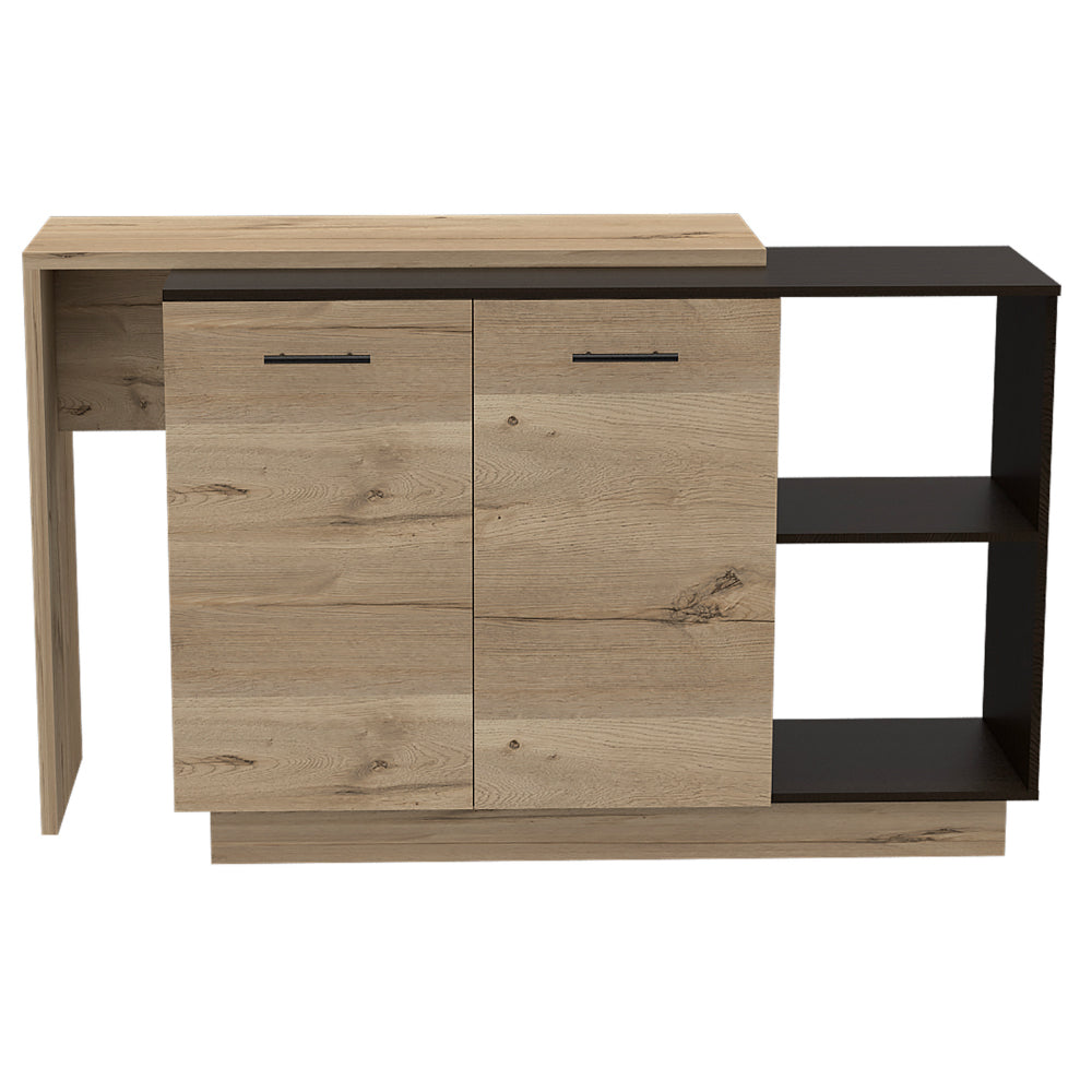 Modern oak sideboard with dark shelving