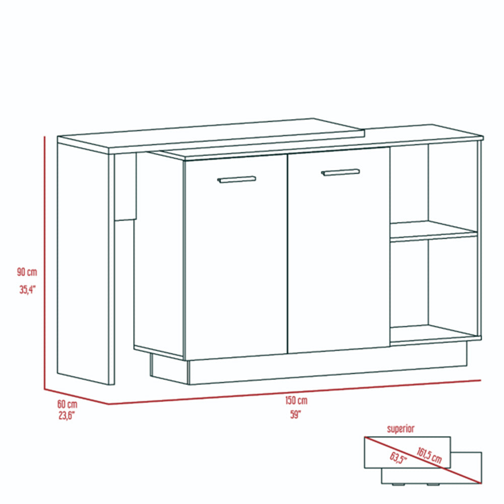 Modern sideboard with two doors and open shelving
