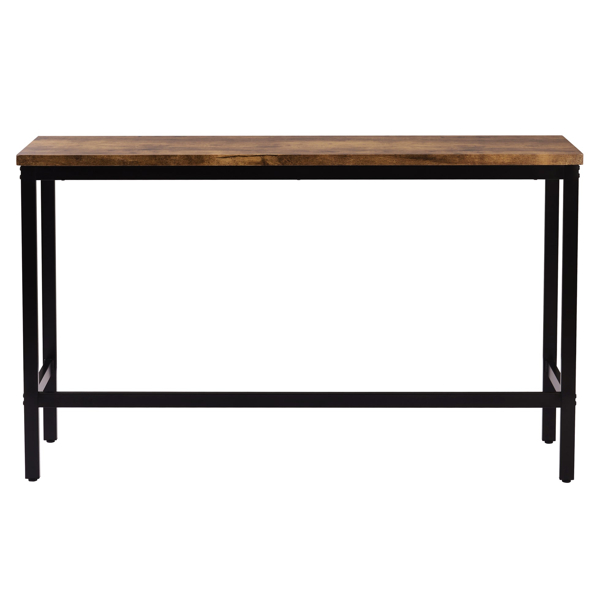 Rustic wood bar table with black metal frame