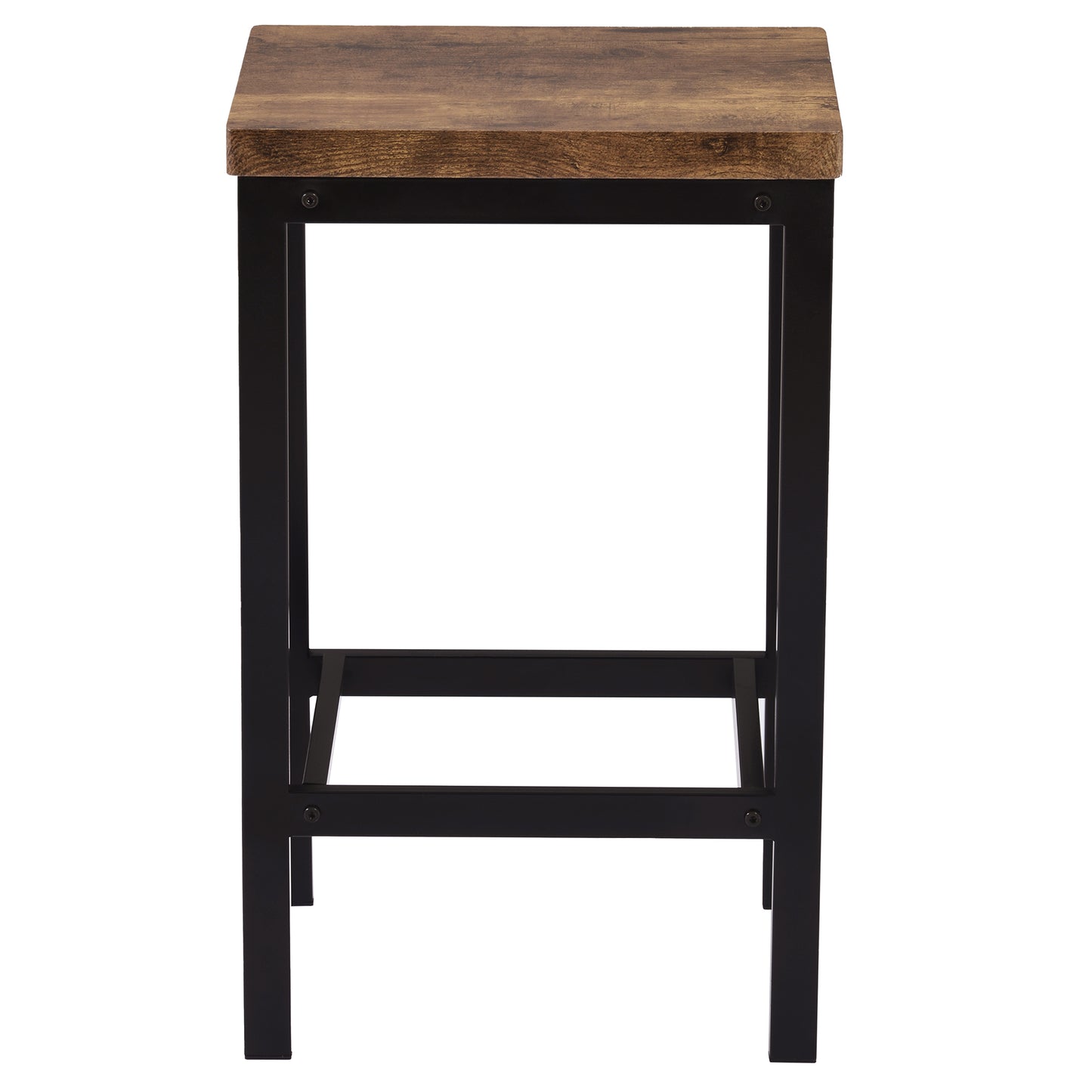 Rustic brown wood top bar stool with black metal frame