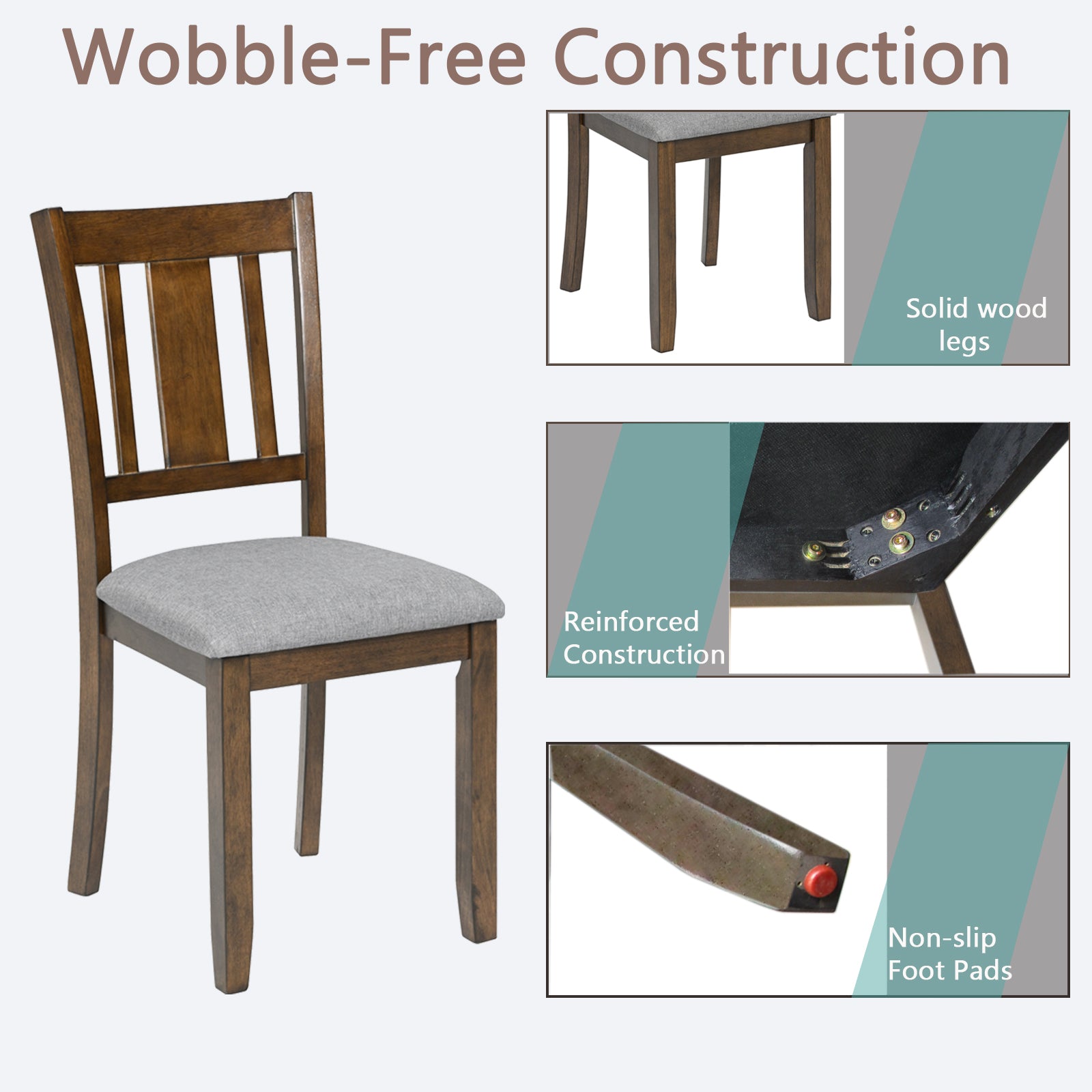 Wooden dining chair with upholstered seat