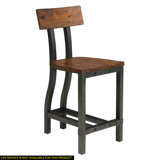 TREATLIFE HOME Counter Height Chairs Set of 2, Rustic Brown and Gunmetal Industrial Design, Sturdy Wooden Frame, Dining Room Furniture
