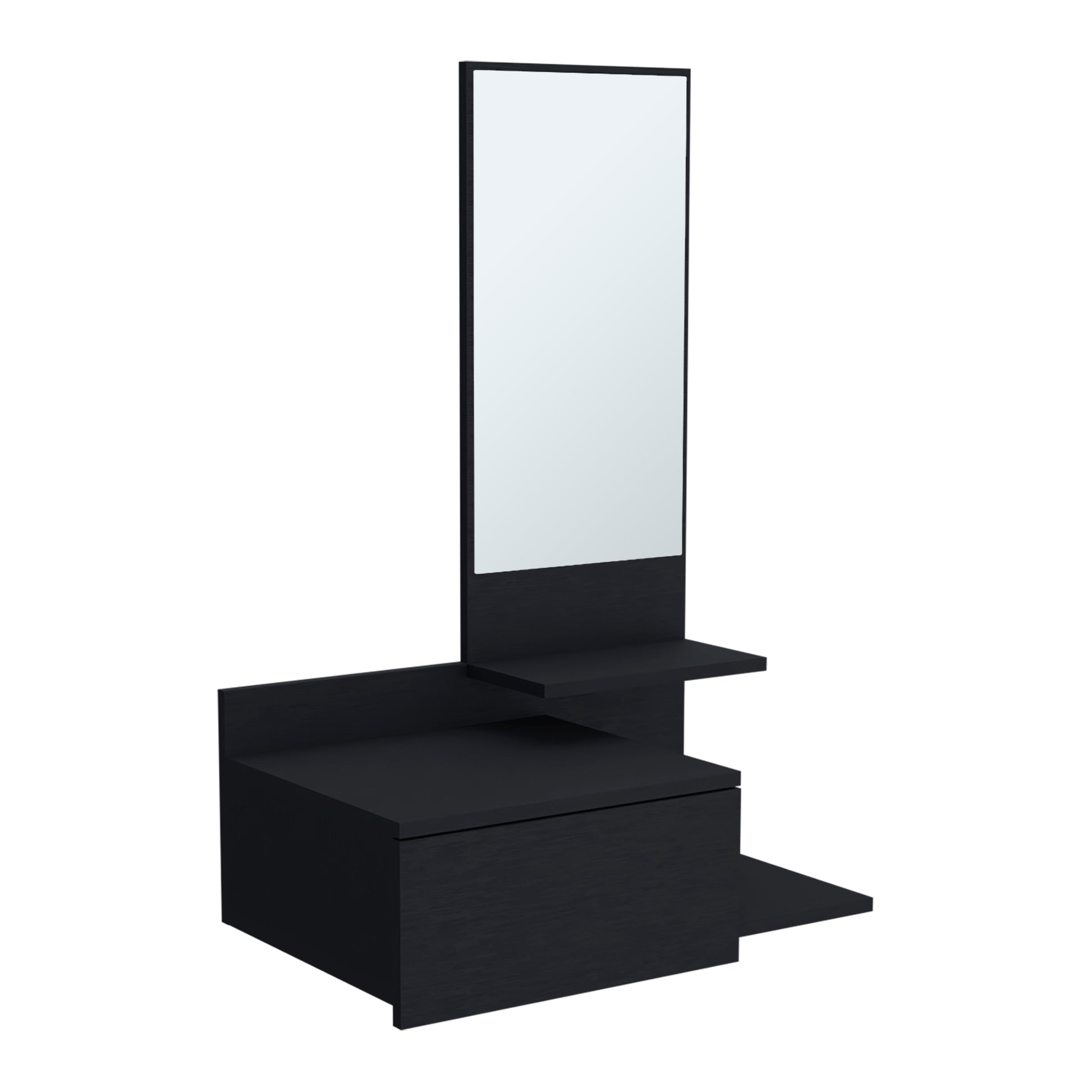 Modern black vanity table with mirror