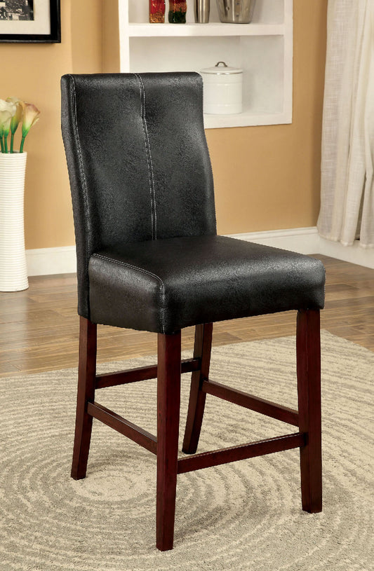 TREATLIFE HOME Transitional Counter Height Chairs Set of 2, Brown Cherry Leatherette Cushion Seat for Kitchen Dining Room