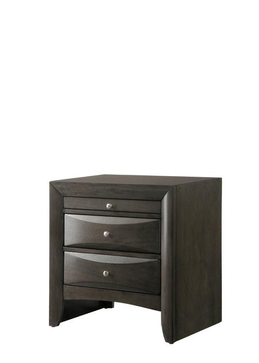 TREATLIFE HOME Wooden Nightstand with Pull-Out Shelf, Beveled Drawer Fronts, Dovetail Drawer Construction, Dark Gray