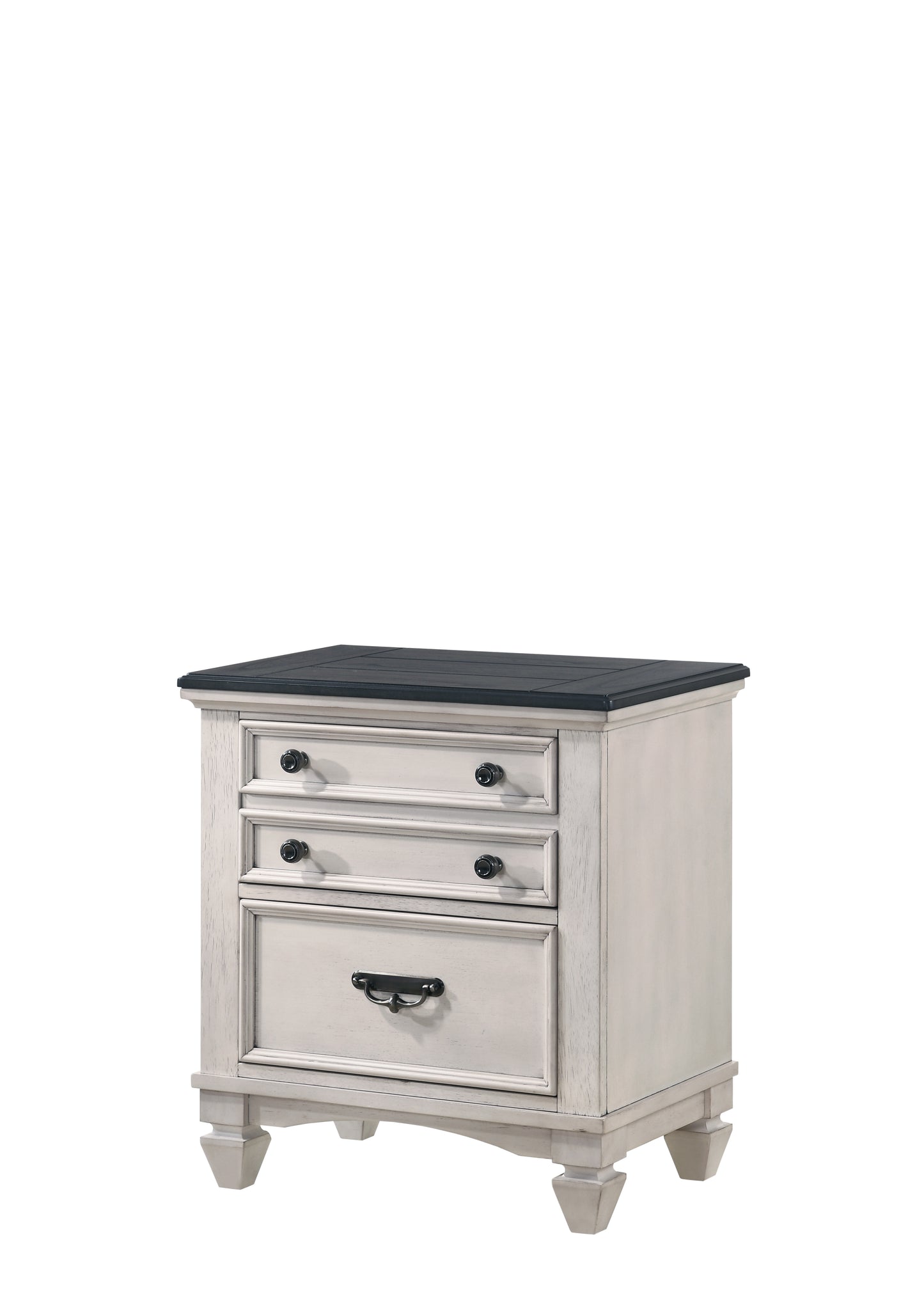 TREATLIFE HOME Accent Nightstand with Two-Toned Finish, Faux Plank Top, and Dovetail Drawer Construction, Beige