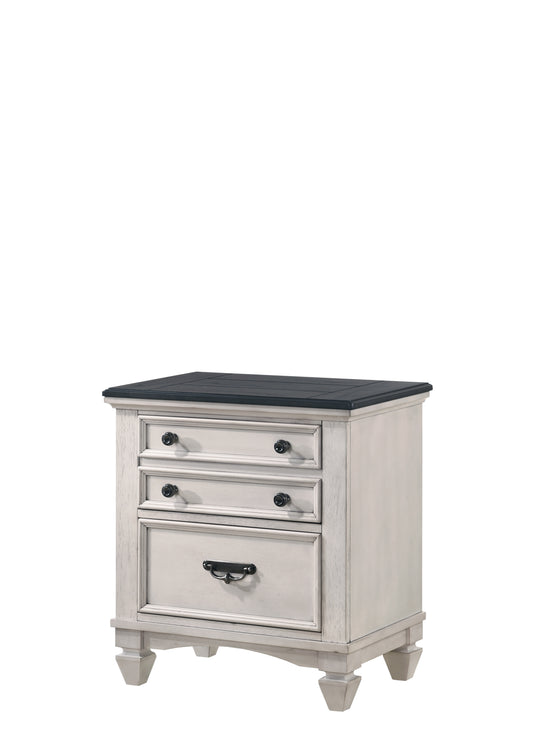 TREATLIFE HOME Accent Nightstand with Two-Toned Finish, Faux Plank Top, and Dovetail Drawer Construction, Beige