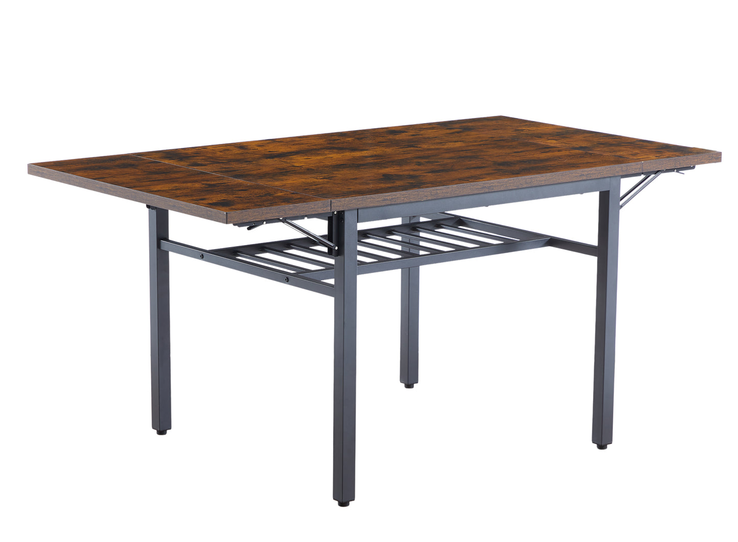 Rustic wood drop leaf dining table with black metal frame