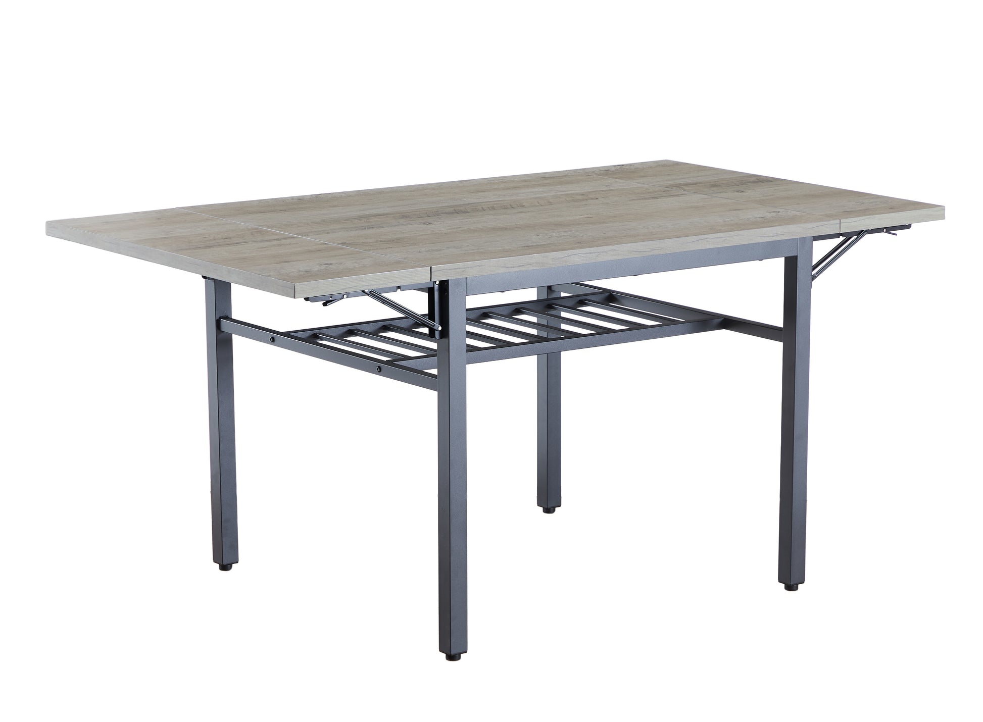 Rustic wood grain dining table with metal legs