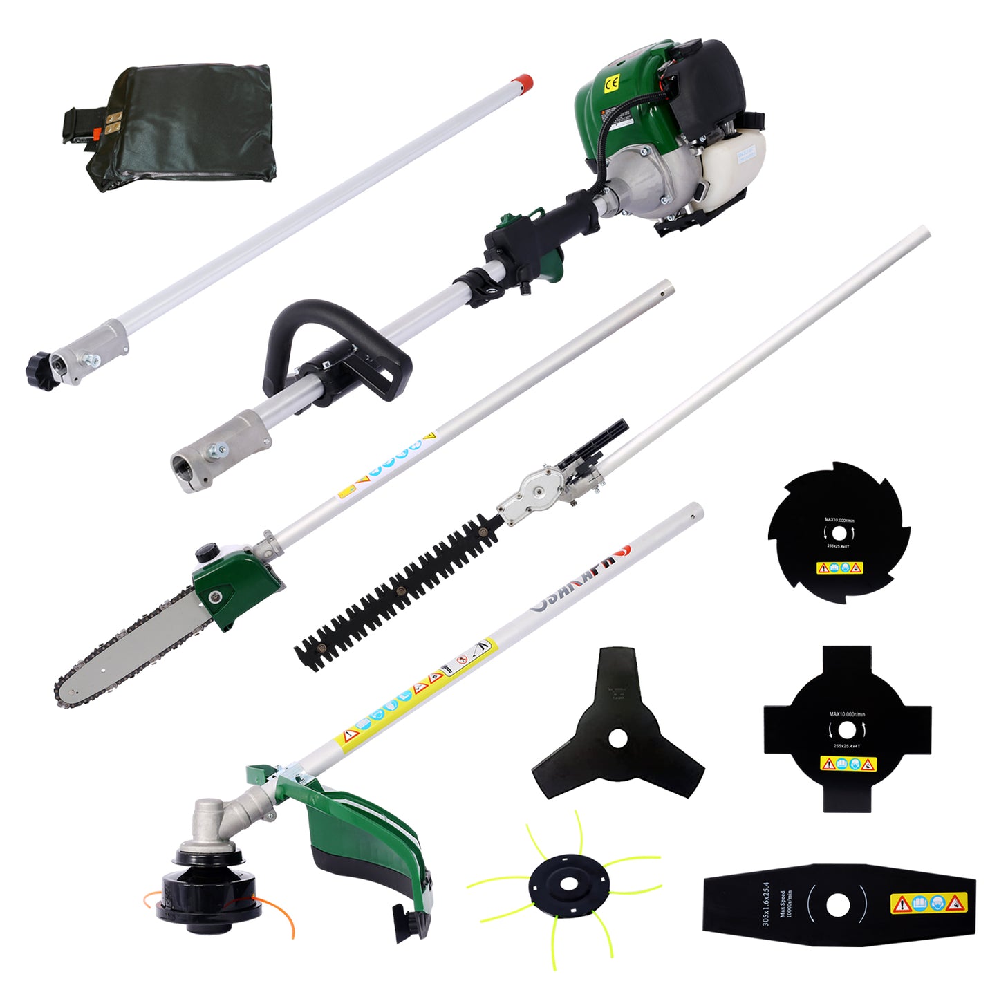 TREATLIFE HOME Versatile Lawn Care with 9 in 1 Multi-Functional Trimming Tool, 38cc Engine, Gas Pole Saw, Hedge Trimmer, and Brush Cutter, Dark Green