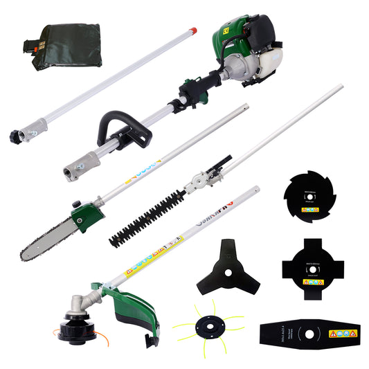TREATLIFE HOME Versatile Lawn Care with 9 in 1 Multi-Functional Trimming Tool, 38cc Engine, Gas Pole Saw, Hedge Trimmer, and Brush Cutter, Dark Green