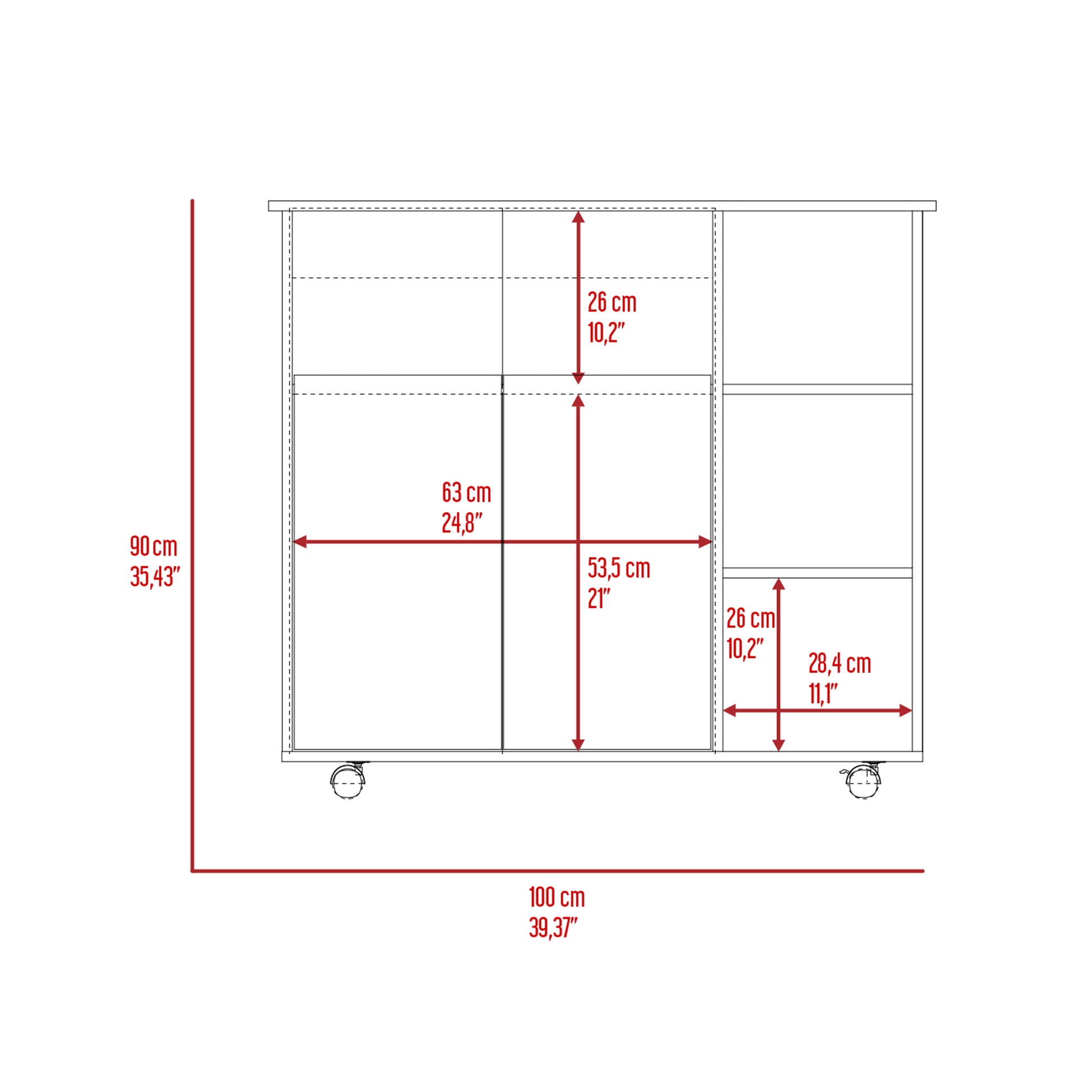 Mobile kitchen cart dimensions cm height cm width Features storage compartments